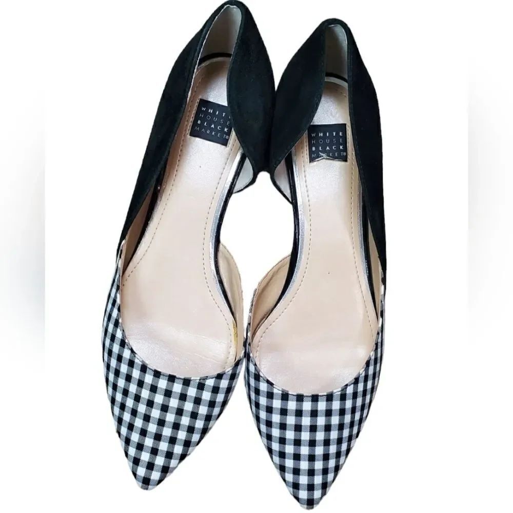 White House Black Market Gingham Flat Slip on Shoes